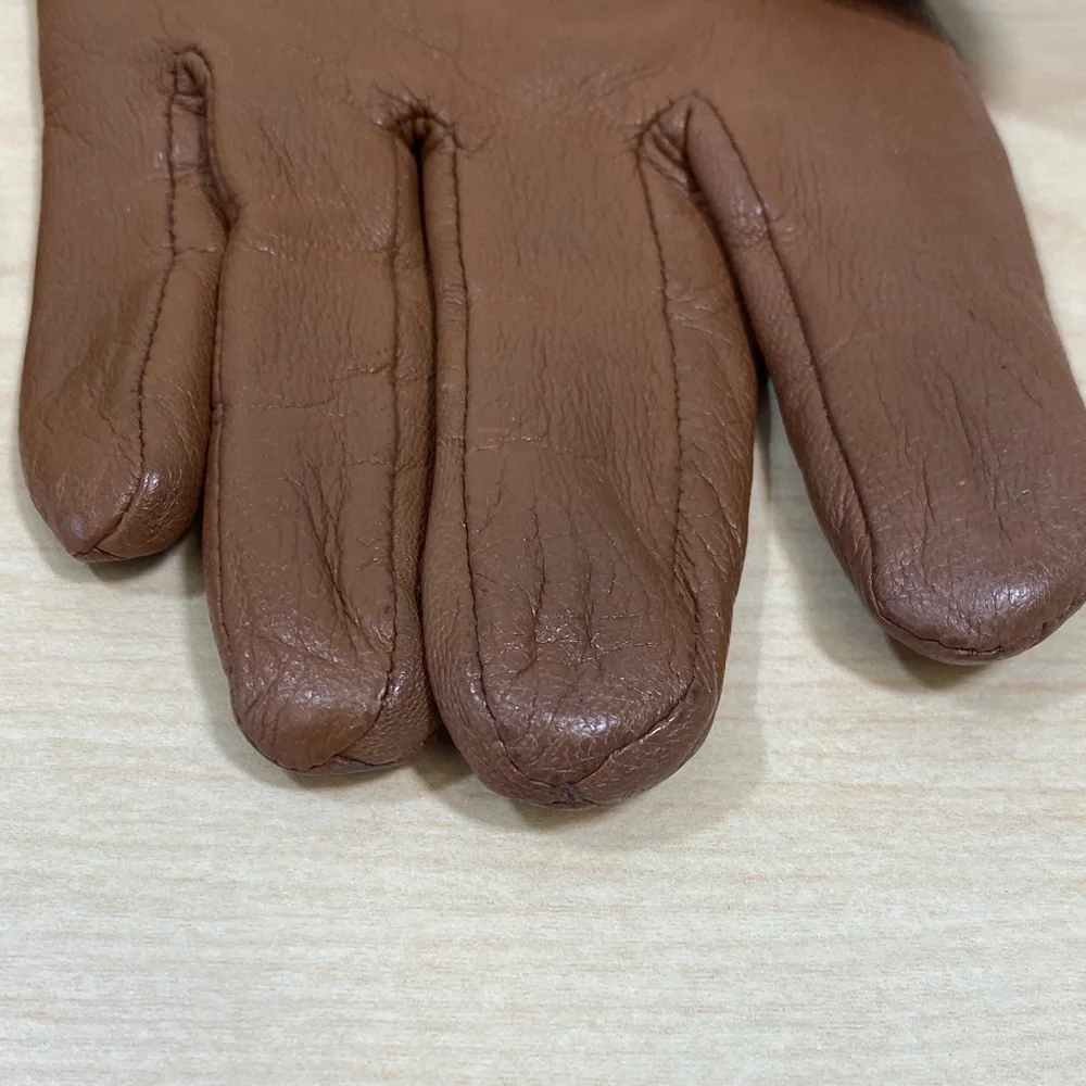 LOFT Chocolate Brown Leather Gloves Size Medium